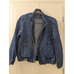 Sergio Valente Denim Jacket Large Size With Pleated Design & Elastic Hem